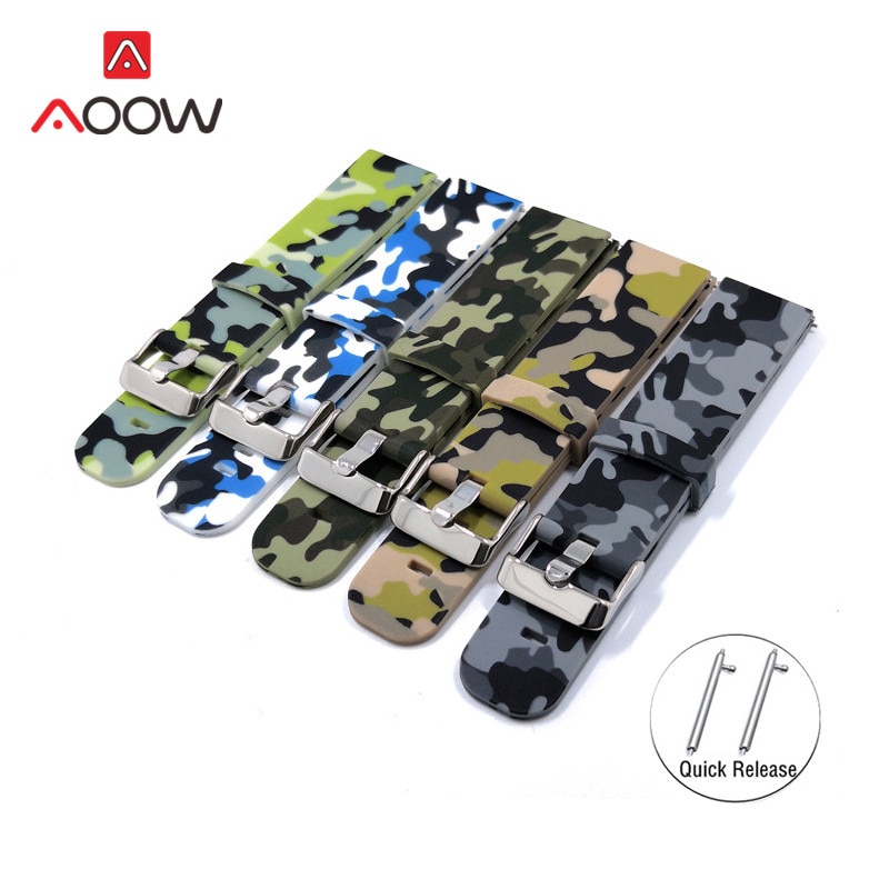 20mm 22mm Camo Printing Silicone Sport Strap for Samsung Galaxy Watch Active 42mm 46mm Gear S2 S3 Bracelet Band for Smart Watch