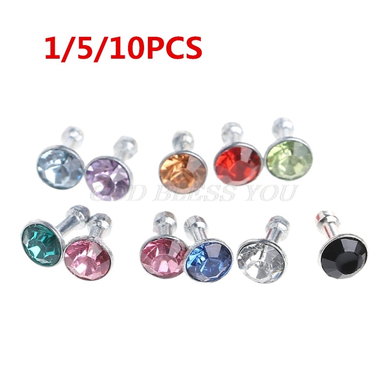 Bouchon rond pour écouteurs, 10 pièces, 3.5mm, strass scintillant, Anti-poussière, pour smartphone