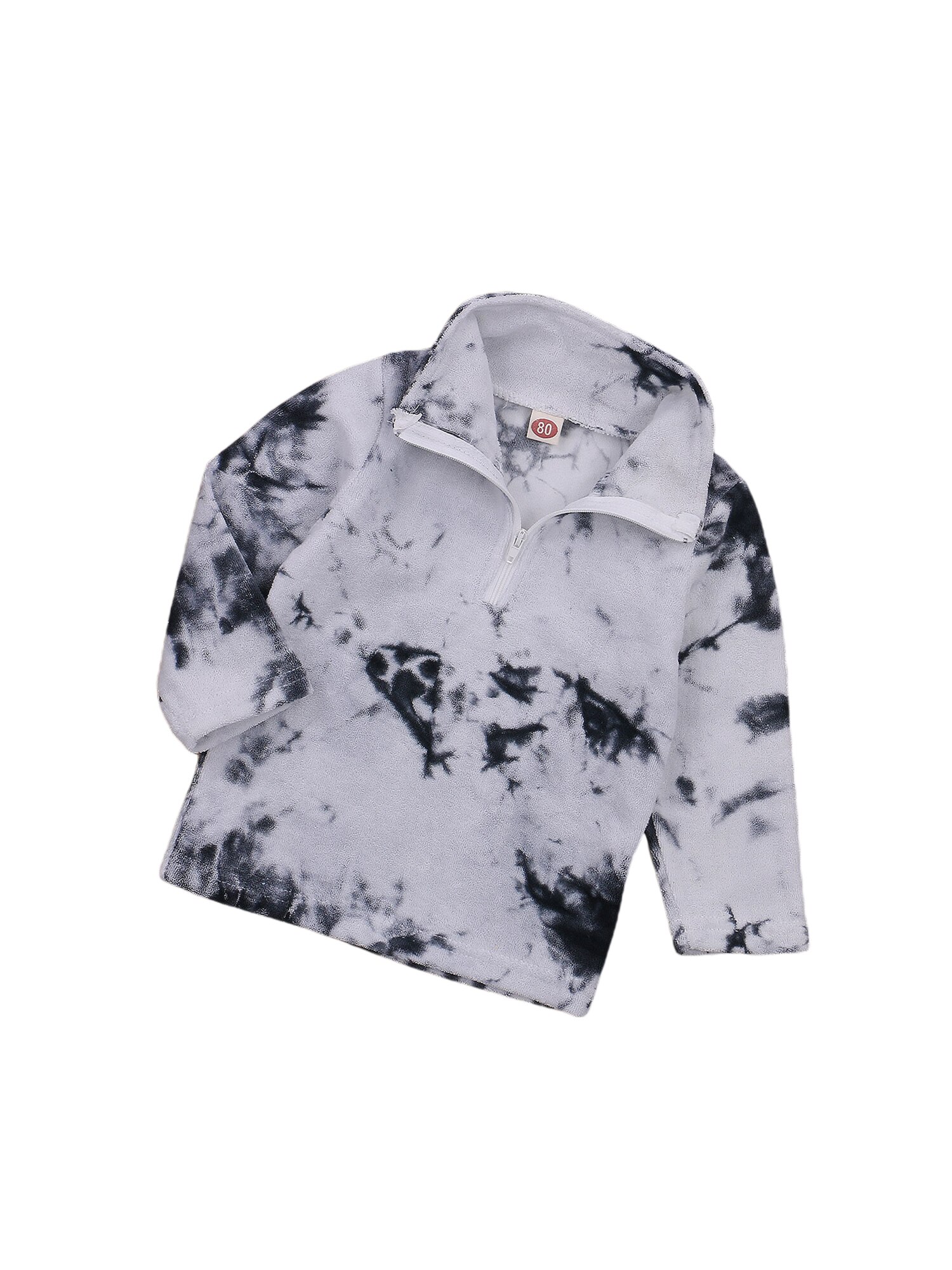 Haut en polaire coloré teinté avec fermeture éclair pour bébé, garçon et fille, vêtement d'extérieur, automne-hiver, col haut, manches longues, sweat-shirts 6m-5t