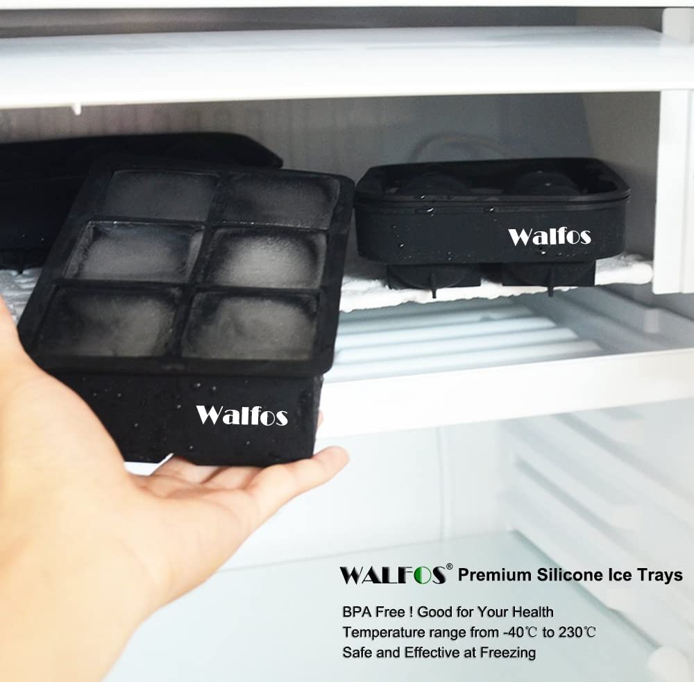 WALFOS whisky Cocktail grand bac à glaçons 6 trous forme de glaçon rond en forme de boule de glace fabricant Silicone glace moule barre