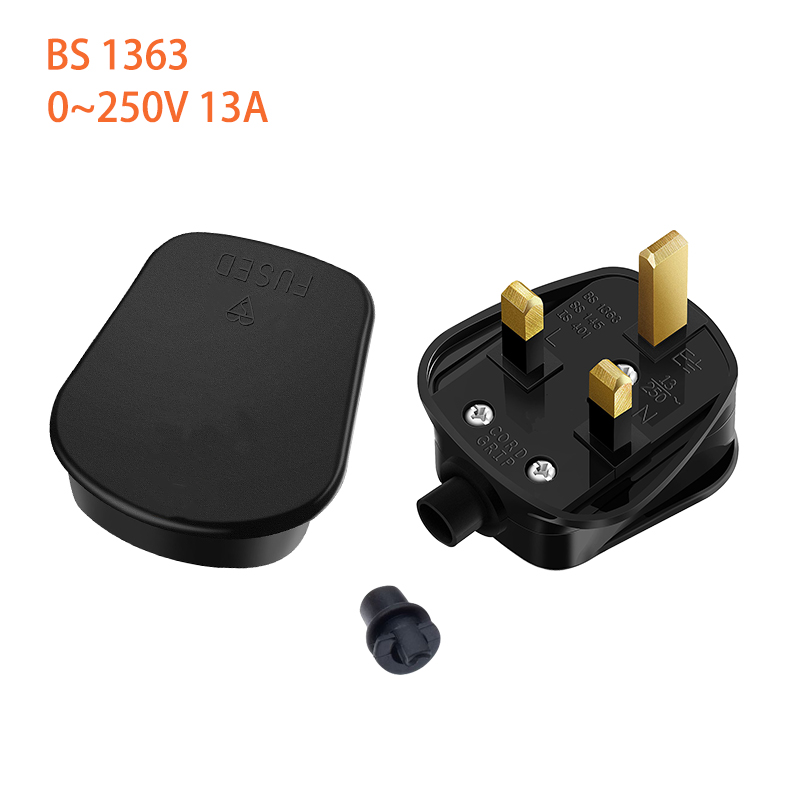 Rdxone UK 3 Pin 13A Plugs Grounded 250V British mains plug 3 Pin fused BS1363 adaptor POWER cable connector wire converter: Black