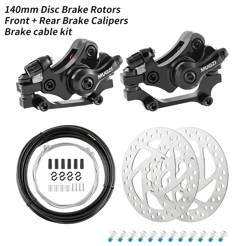 MUQZI Disc Brake Kit Bike Disc Brake Caliper Bicycle 22.2mm Brake Lever MTB Road Bike Cable 140mm 160mm Brake Rotor: light yellow