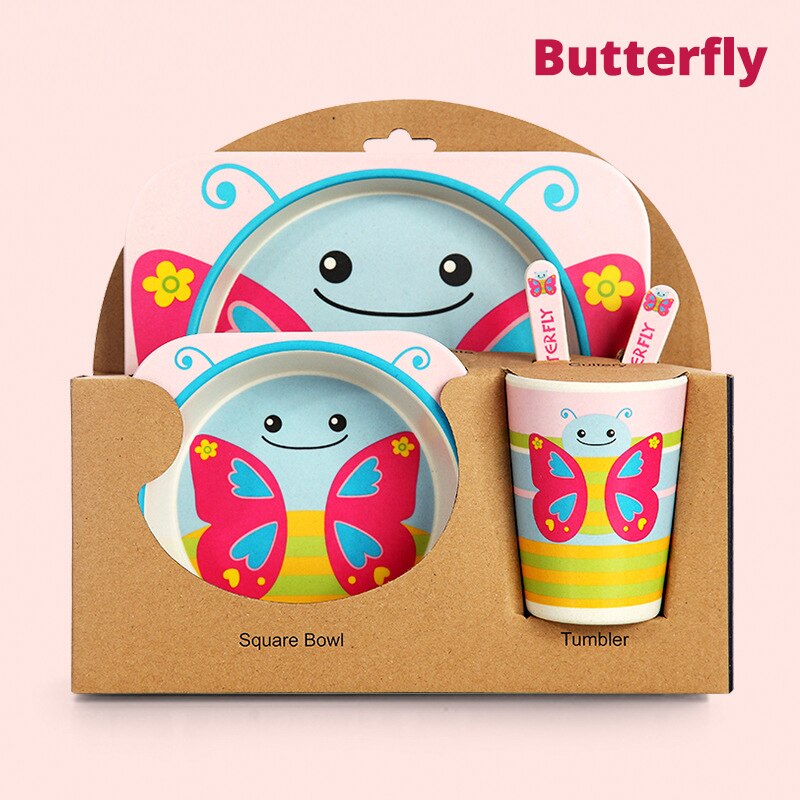 Kinderen Servies Babyvoeding Kom Kids Leuke Cartoon Jaar Kom Set Natuurlijke Bamboe Servies Milieu: H