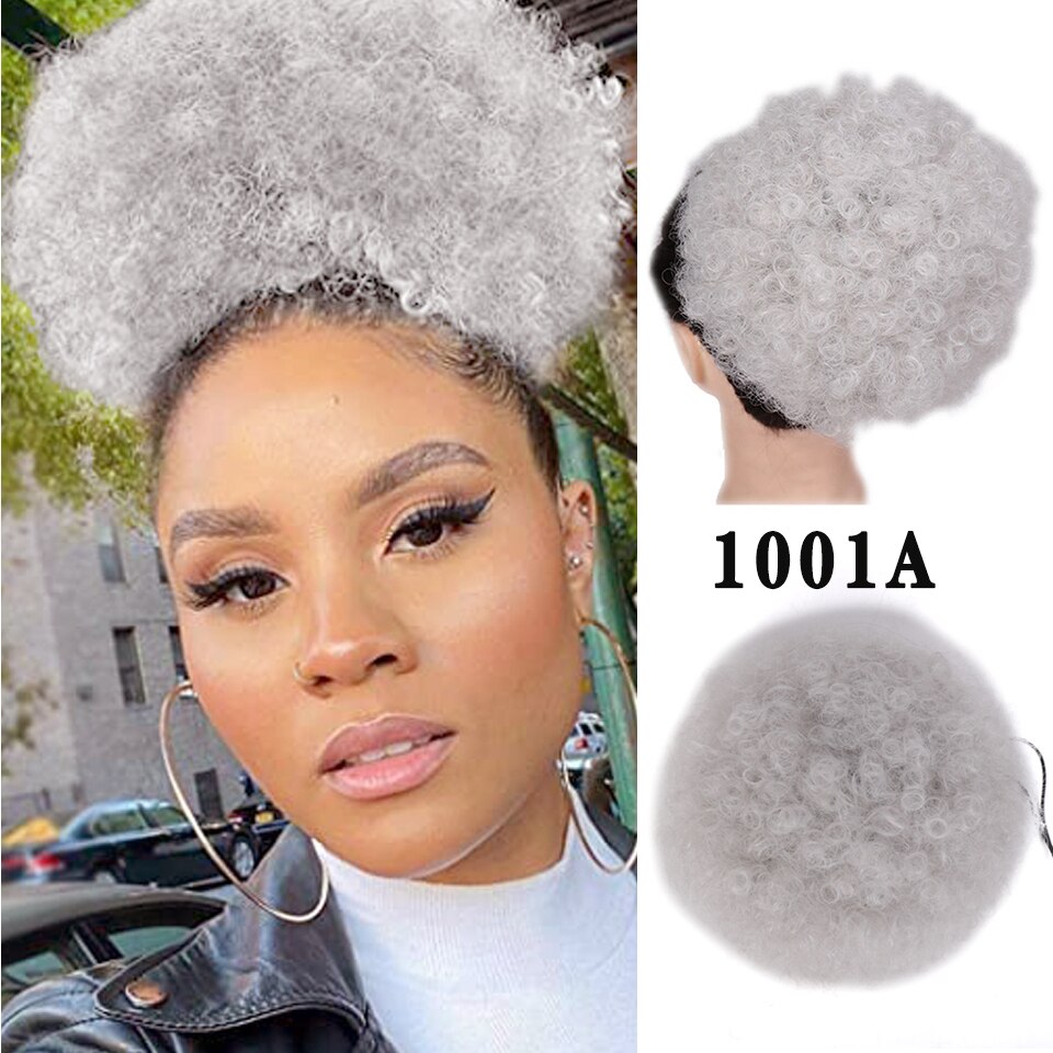 LUPU-Chignon de coiffure synthétique court | Queue-de-cheval Afro crépue bouclée et crépue avec cordon, résistant à la chaleur, en Fiber, pour femmes noires: 1001A