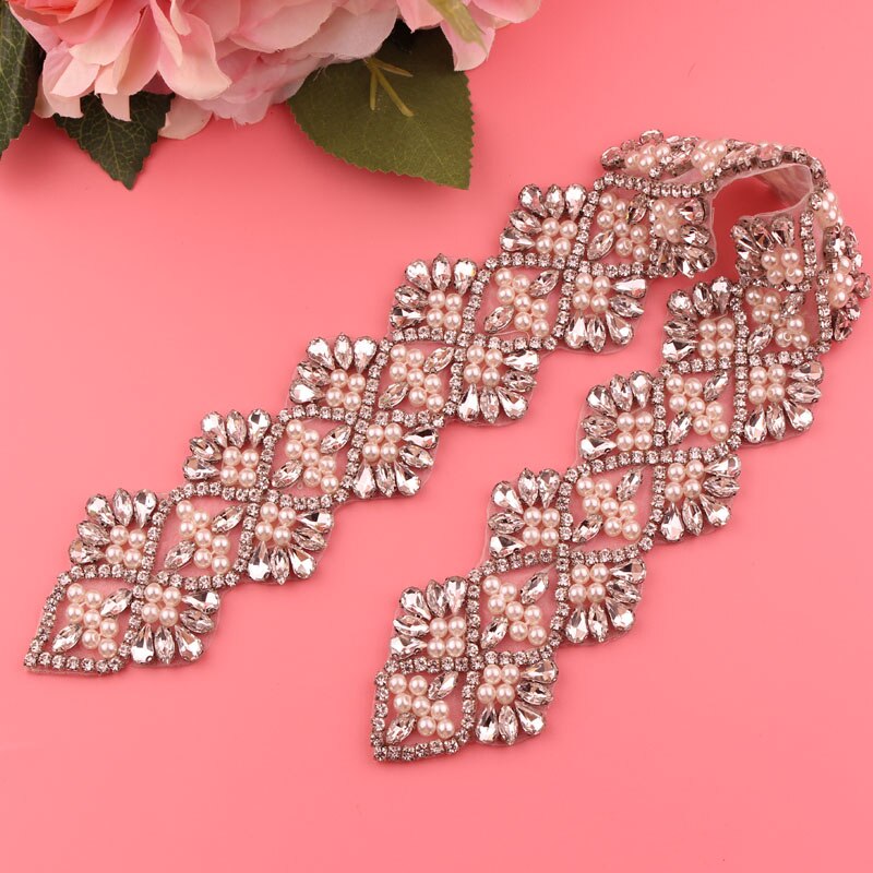 Bruids Jurk Riem Dames Riem Trouwjurk Riem Parel Kristal Riem Belangrijke Gelegenheid Bruiloft Accessoires: silver