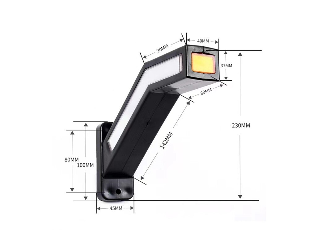 1Pair Waterproof Trailer LED Side Marker Lighting Outline Marker Truck Light Neon Stalk Side Marker Light For Trailer 12-24V