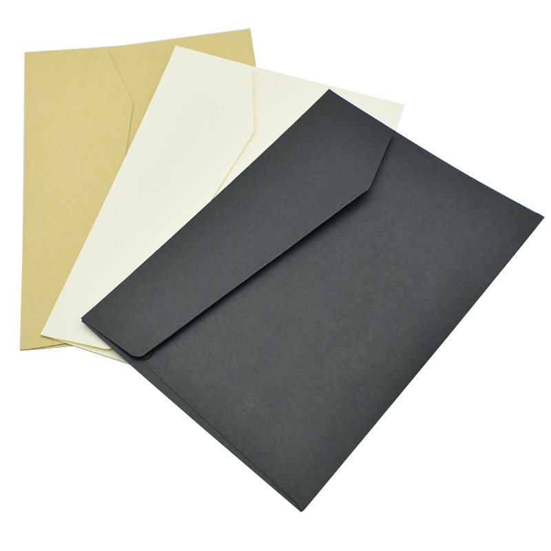 10 Stuks Klassieke Wit Zwart Kraft Blanco Papier Envelop Brief Houder Venster Enveloppen