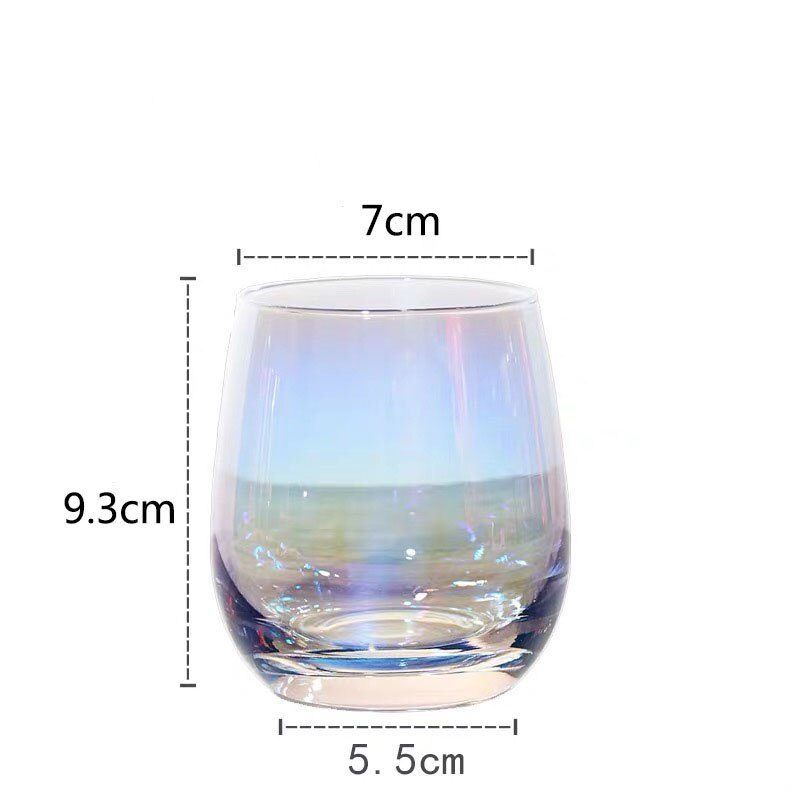 Vidrio de arcoíris coctel Copa el desayuno, té de la leche jugo de café vino Oficina hogar cristal transparente taza de agua Vasos: E