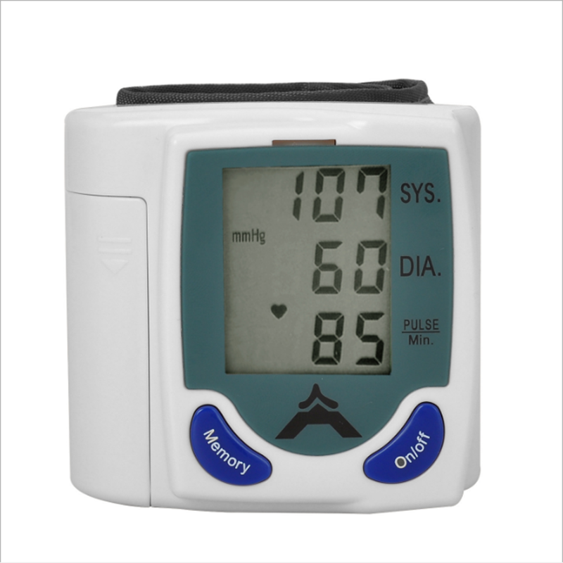Automatisk håndled elektronisk blodtryksmåler engelsk manchet sphygmomanometer håndledsmonitor blodtryksmåling