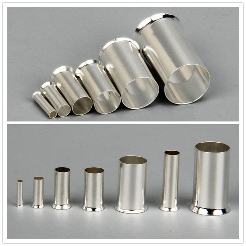 100PCS Niet-Geïsoleerde Draad Connector Adereindhulzen Elektrische Kabel Terminal Koper Blote Vertind Crimp Terminal 0.5mm-16mm 22-10 AWG