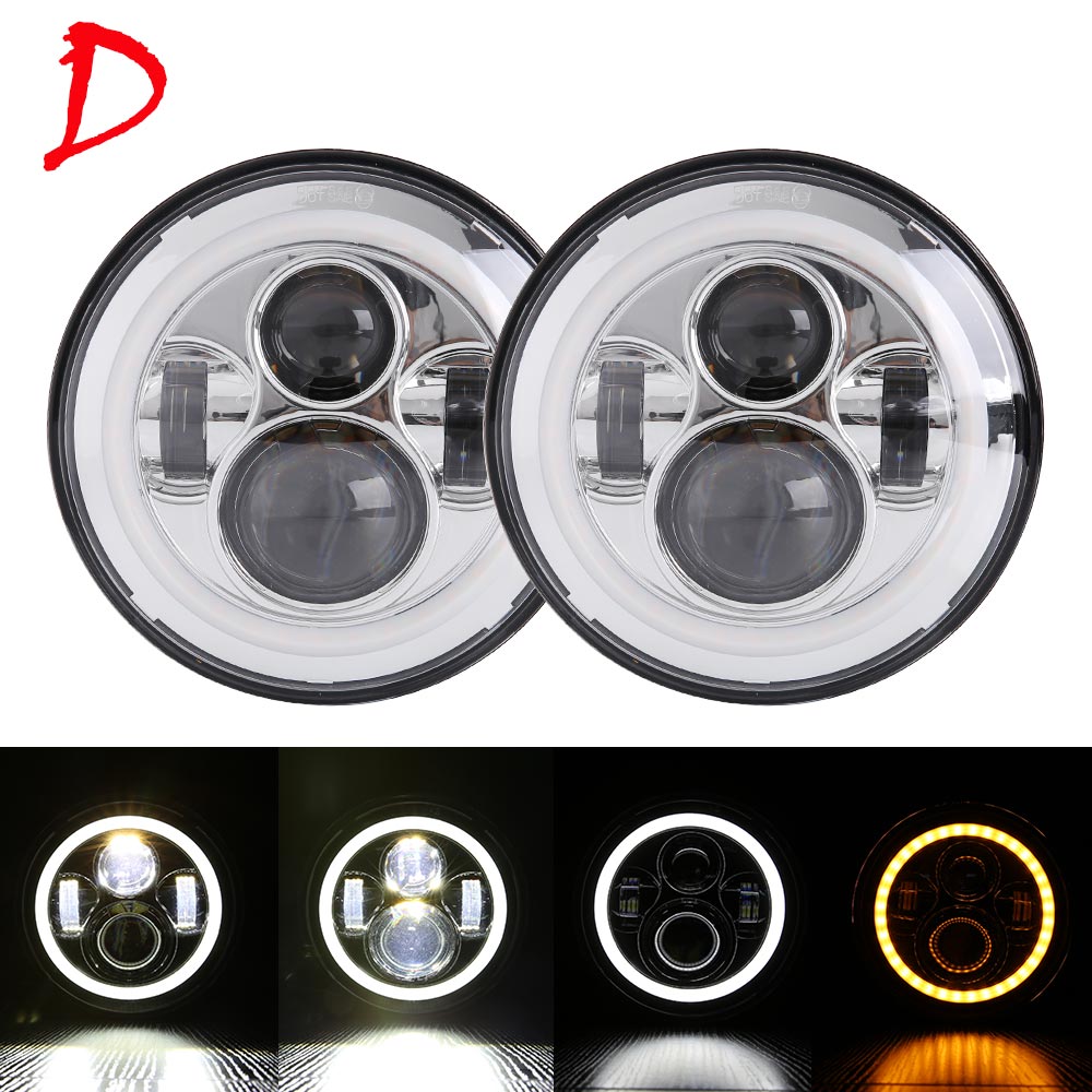 Voor Lada Niva 4X4 7 ''Led Koplamp H4 Hoge Dimlicht Ronde Auto Running Lights Koplamp Voor jeep Wrangler Jk Land Rover Verdedigen: D