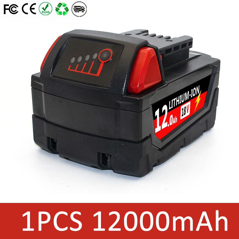 6000mAH/12000mAH For Milwaukee M18 18V Replacement For Milwaukee M18B5 XC Li-ion battery 48-11-1815 2604-20 48-11-1850 charger: GRAY