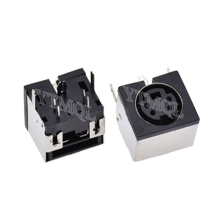 5pcs Mini Din 3 4 5 6 7 8 9 Pin Female Din Sockets MD-SM Shield Right Angle Through Holes PCB Circular Receptacle Connector: Dark Grey