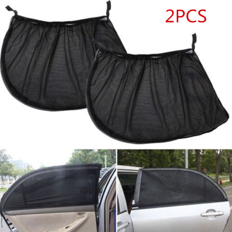 2 stk glidende vindu nylon mesh skjerm bil uv beskyttelse gardin solskjerm deksel lette sammenleggbare gardiner