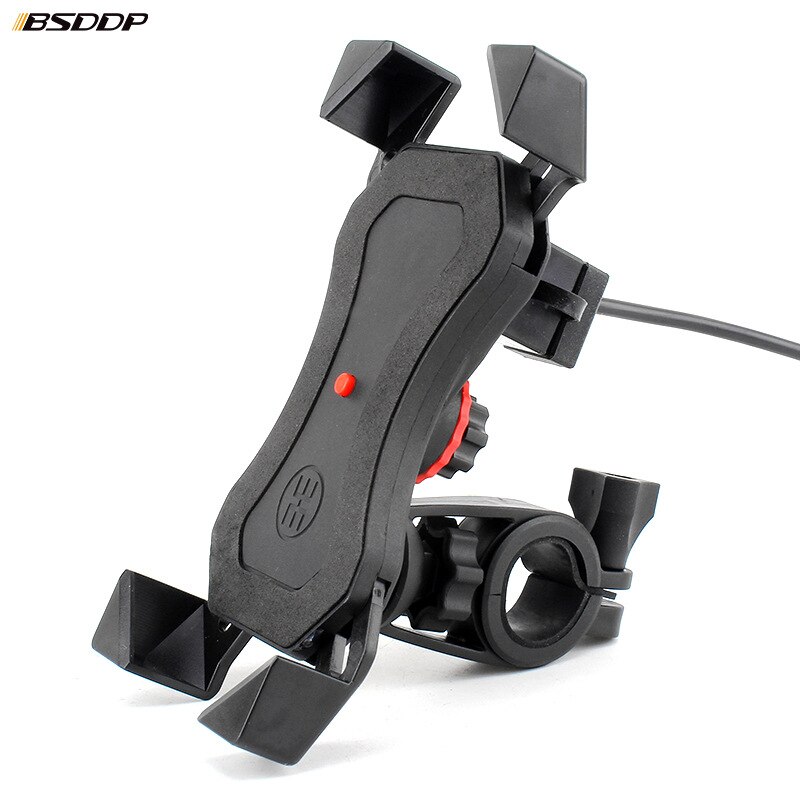 Motorcycle GPS USB Auto shrink cell Phone Holder 360 Rotatable Handlebar Rearview Mirror installation Mobile firmly shockproof: black---With USB