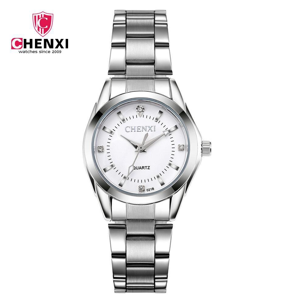 021B Mode CHENXI CX021B relogio Luxe vrouwen Casual horloges waterdicht horloge vrouwen Klokken Dress Strass: WHITE