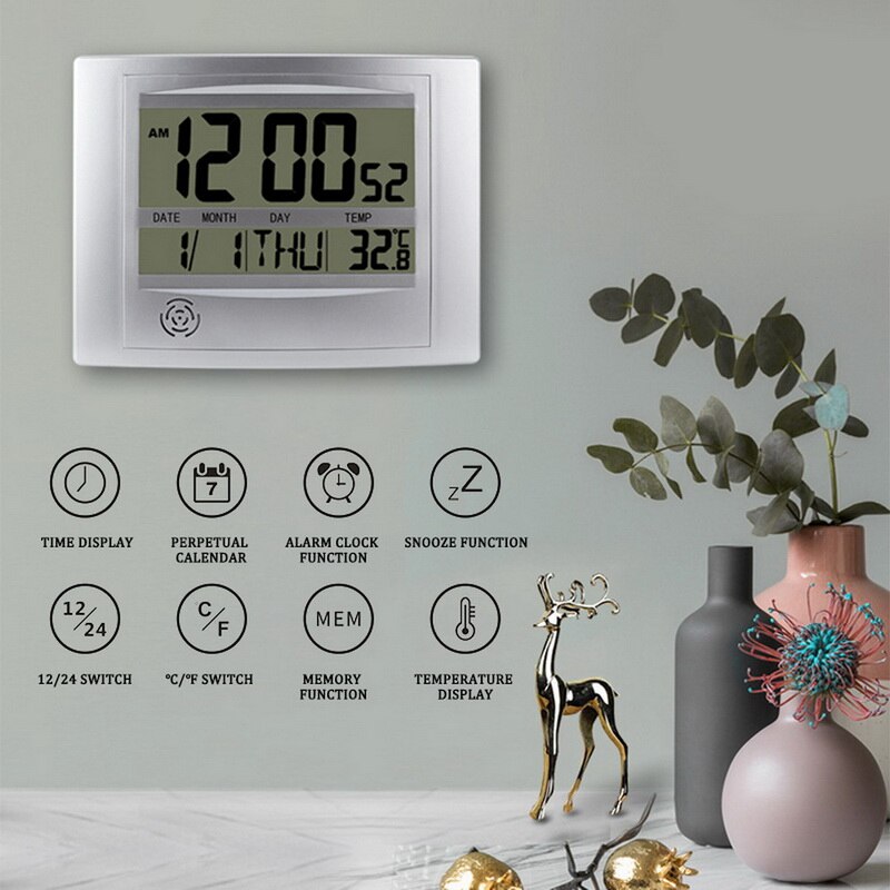 Thermometer Humidity Wall Clock Watch Clock Led Digital Table Alarm Desktop Temperature Hygrometer Radio Controlled Clock