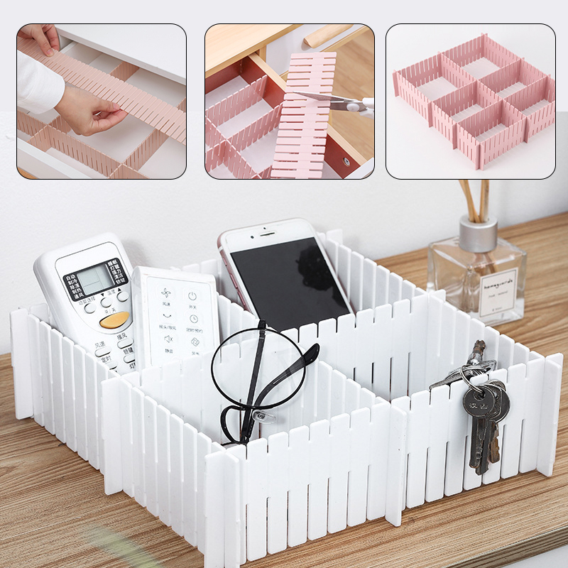 2/4Pcs DIY Adjustable Storage Partition Board Plastic Drawer Divider Free Combination Partition Board Space-saving Division Tool