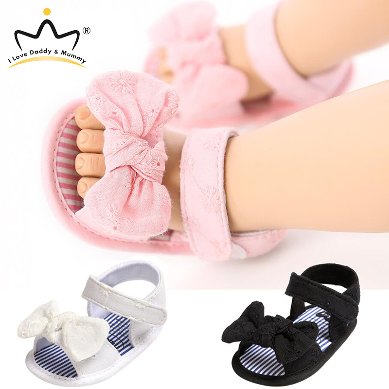 Leuke Strik Baby Meisje Sandalen Zomer Peuter Kinderen Schoenen Outdoor Strand Effen Kleur Roze Wit Zacht Katoen Prinses Meisjes Schoenen
