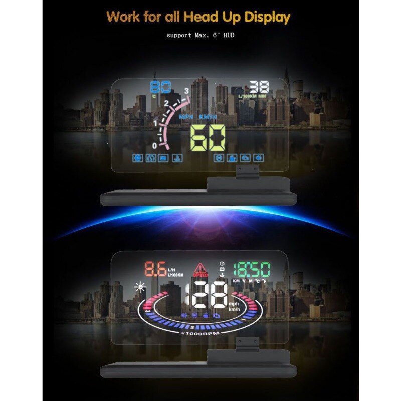 New Universal H6 Car Hud Cabeça Up Display Hud Projetor Smartphone Navegação Gps Titular Do Telefone Para Todos Os Carros