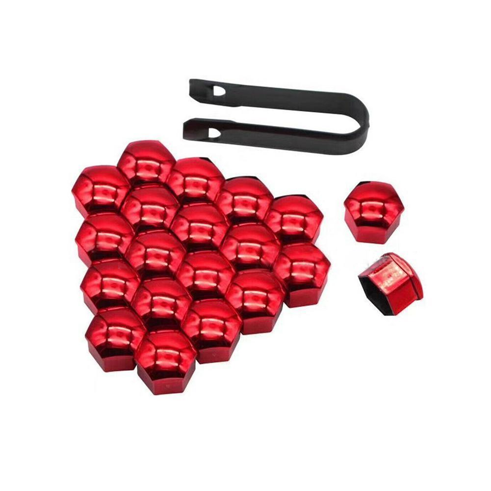 20Pcs Car Wheel Nut Caps 17/19/21mm Auto Hub Screw Cover Bolt Rims Exterior Decoration Special Socket Protection Dust Proof: electroplated red / 17mm
