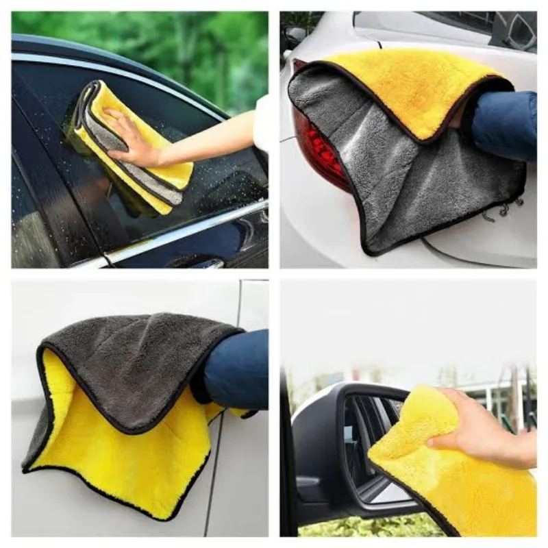 Serviette de lavage de voiture en microfibre, 5/1 pièces, Double face, épaisse, chiffons de nettoyage de voiture, ménage, cuisine, fenêtres, miroirs, chiffons d'essuyage