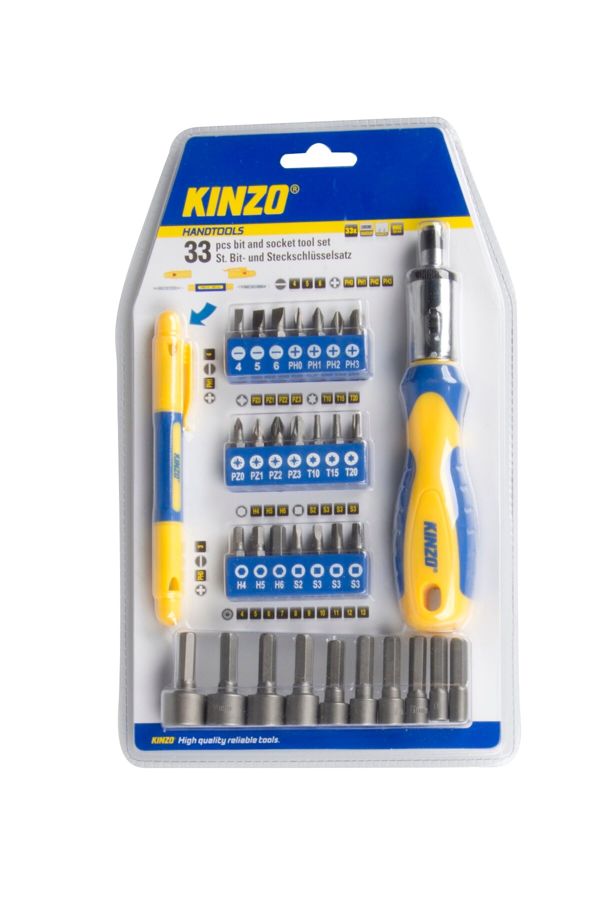Set van tools en bits 33 stuks Kinzo