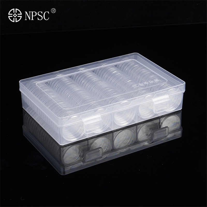 100pcs/ lot 27mm Commemorative Coin Storage Box Round Coin Holder in a Box Storage Organizer Coin Collection Box Container