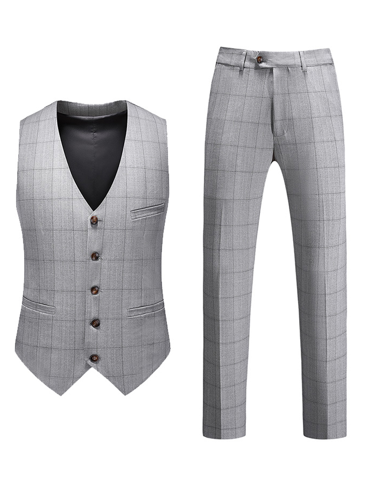 ( Vest + Pants ) Mens Four Seasons Plai Suit Business Suit Fitted Wedding Groomsmen Waistcoat Trousers 2-piece Set