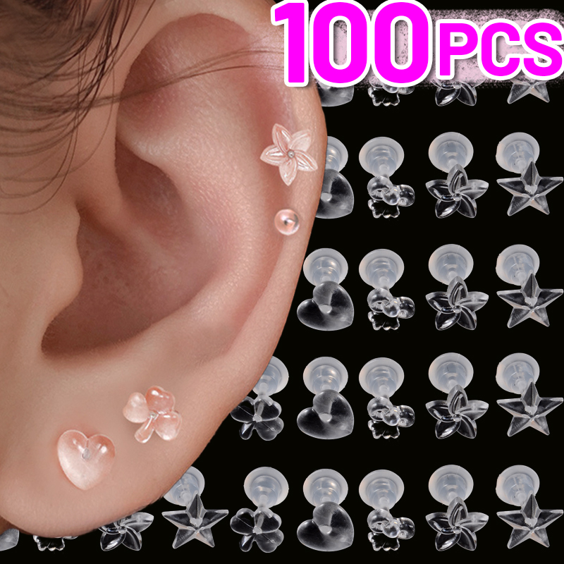 Resin Star Stud Earrings - Invisible Anti-Allergy Cute Piercing Jewelry for Women