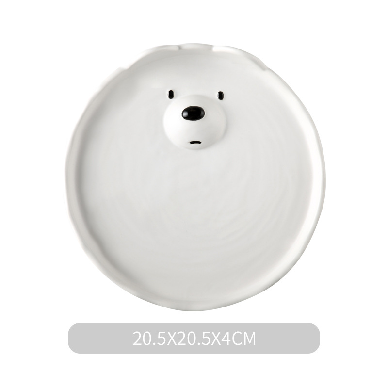 Keramische Gerechten Schattige Beer Borden Kommen Thuis Ontbijt Cartoon Japanse Creatieve Servies Voor Een Persoon Koffie Kop En Schotel: plate