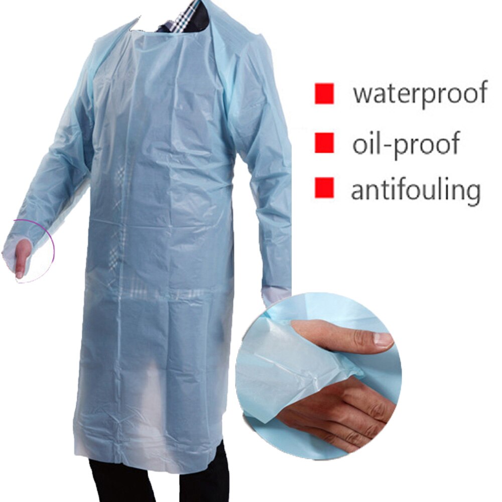 1pz Usa E Getta Grembiule Adulto di Plastica Impermeabile a prova di Olio Manica Grembiule Da Cucina Parrucchiere barbecue Cottura Strumenti di Pulizia