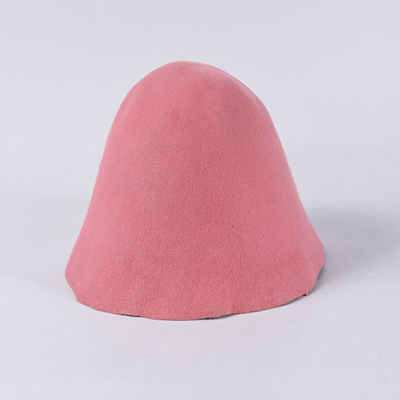 Classical Women Cloche Bucket Felt Hat Autumn Winter Wool Felt Cone Cloche Hood Millinery Craft Hats Fascinators Block Base Body: Pink