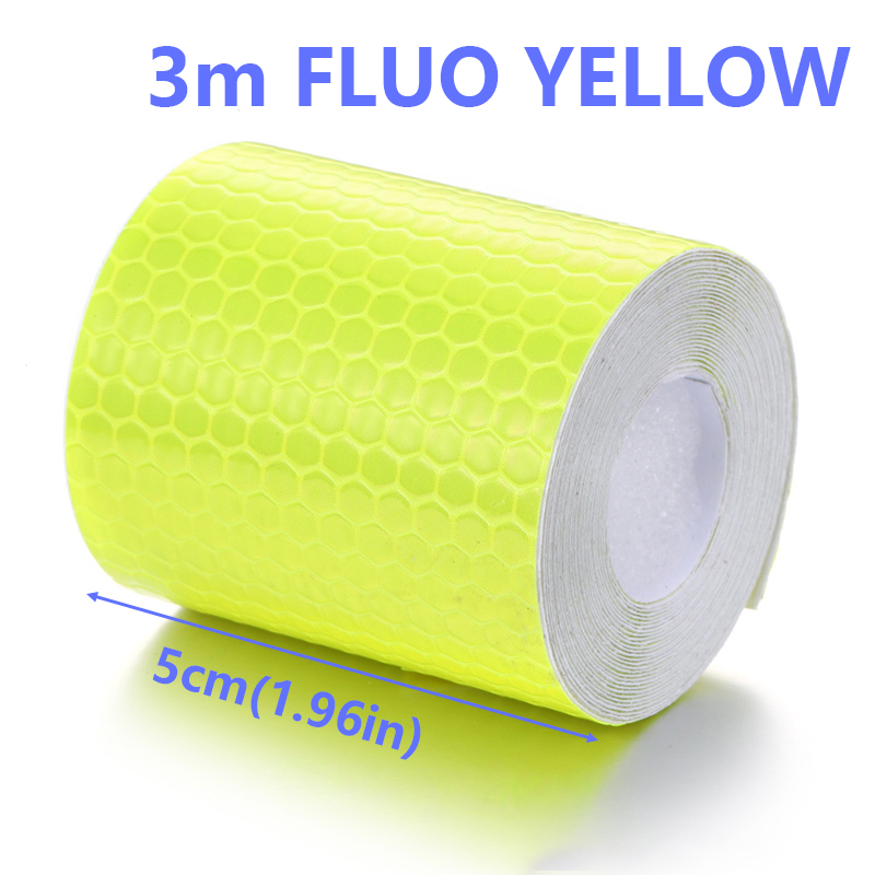 Reflecterende waarschuwingstape motorfiets veiligheidswaarschuwingstape rasterreflector reflecterende sticker accessoires auto styling sticker: YELLOW