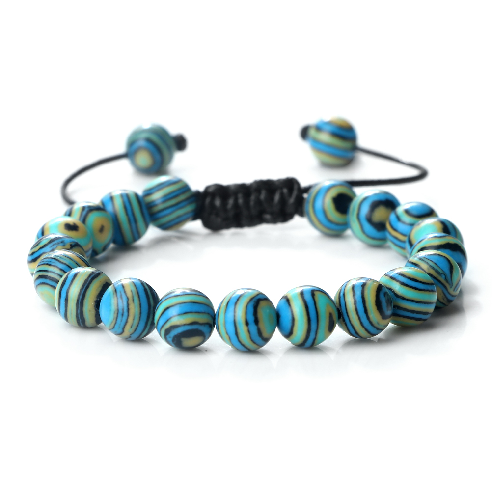 Colorful 8mm Malachite Braided Bracelet Women Men Adjustable Couple Bracelet&Bangles Friendship Pulsera Jewelry: Dark Gold