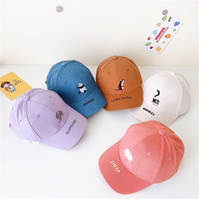 Cartoon Dieren Borduren Kids Baseball Cap Lente Zomer Outdoor Jongens Meisjes Zonnehoed Kinderen Peuter Caps