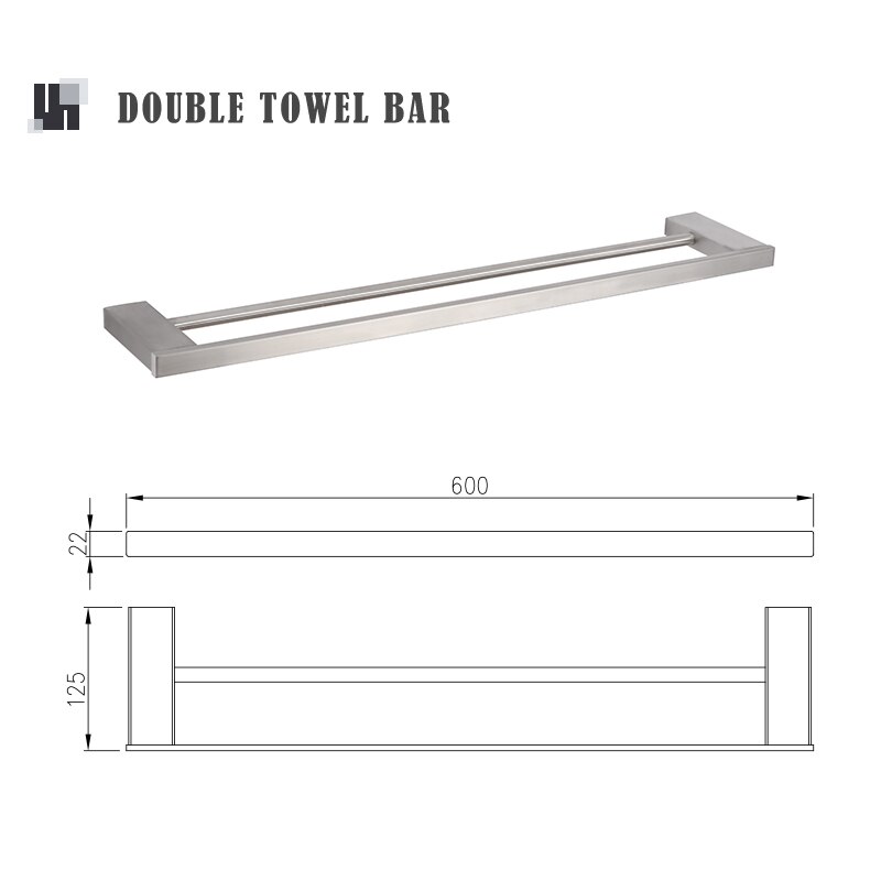 Porte-papier essuie-tout en acier inoxydable, accessoires de salle de bains, porte-serviettes brossés, porte-brosse de toilette, porte-savon à crochet: Double Towel Bar