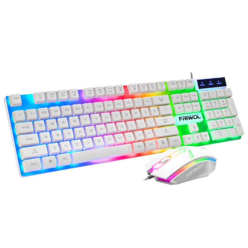 Tastatur Maus einstellen Spiel verdrahtet Maus Kühlen Bunte Beleuchtete Tastatur Für Heimat Sekretariat: Weiß