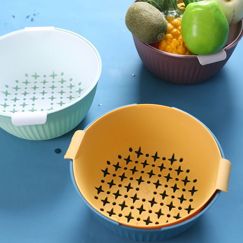 Washing Fruits Vegetable Drain Basket Kitchen Multifunctional Double-dish Home Water Filter Basket
