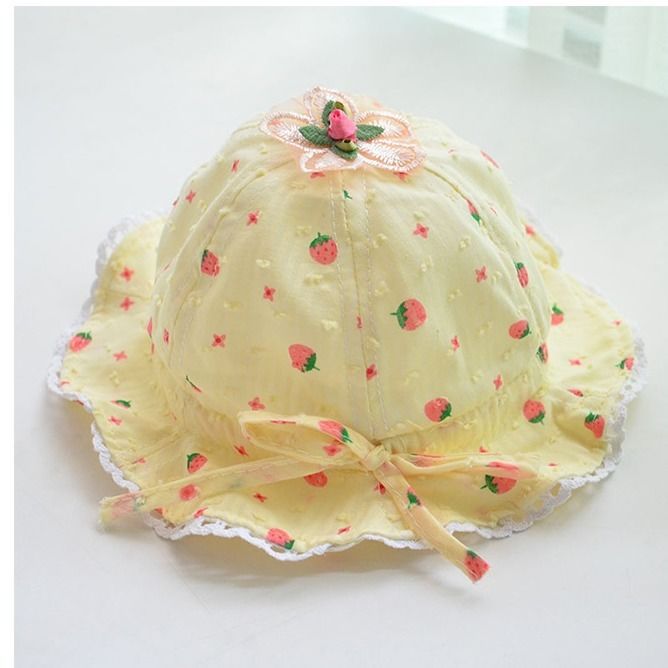 Sombrero bonito para bebé, niña, niño, sombrero para el sol, maceta de fresa, sombrero de princesa, sombrero de pescador para primavera y verano: 7