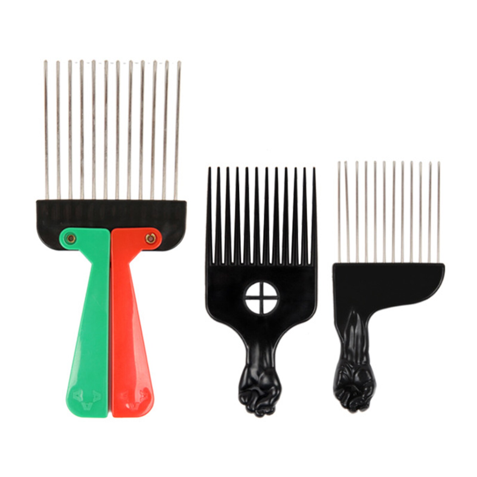 Metal Teeth Afro Comb for Women and Men Black Fist Comb for Hairdressing Styling Curly Hair