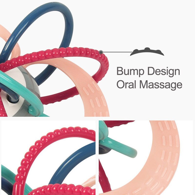 Weiche BeißRing Baby Rasseln Spielzeug für Kleinkind Kleinkind 0 12 Monate Entwickeln Hand Greifen FrüHenne Lernen Spielzeug Ring Glocke Klang Ball