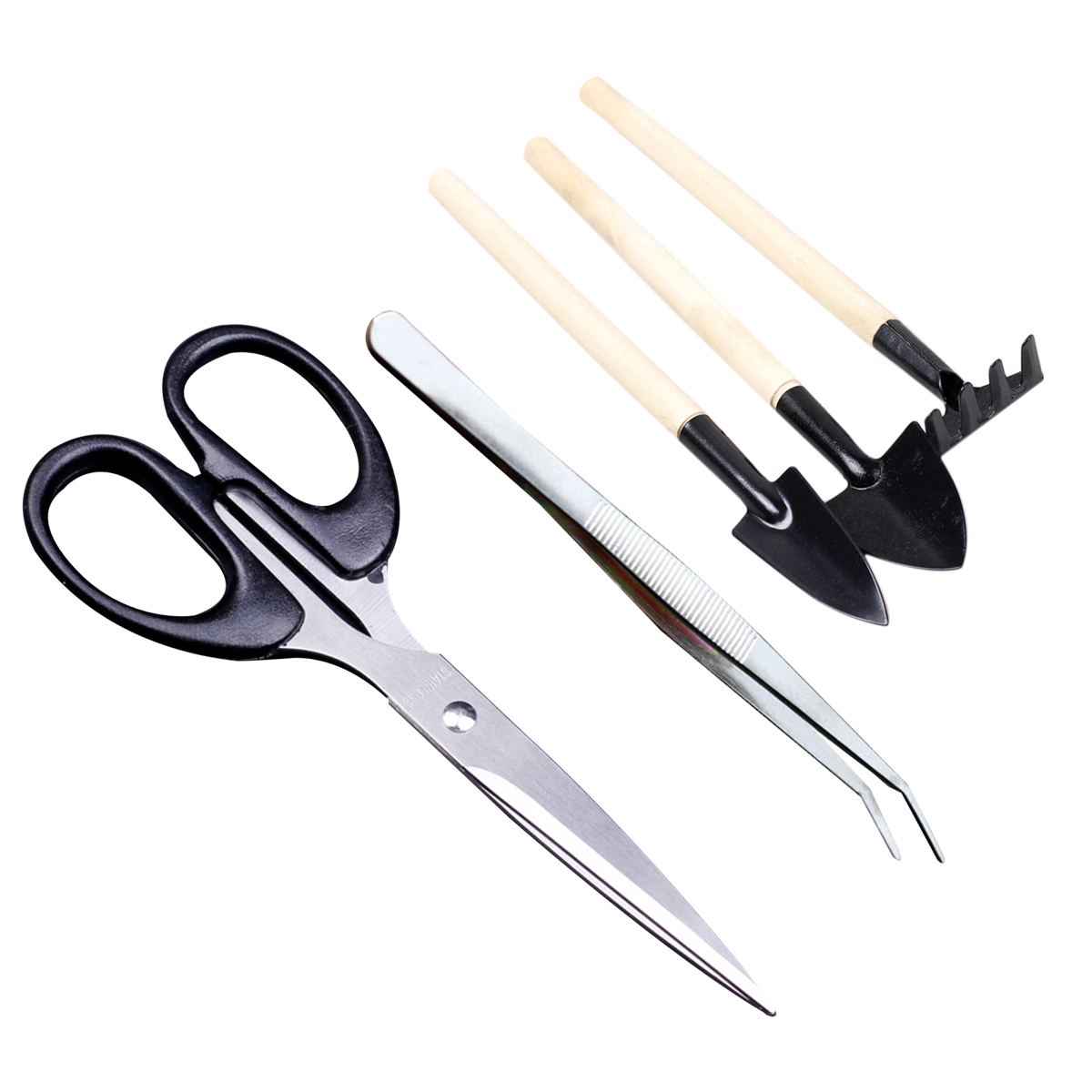 BESTOYARD 5pcs Bonsai Tools Flowers Indoor Plants Mini Hand Tool Set Gardening Tool Include Rake Spades Scissor Tweezer