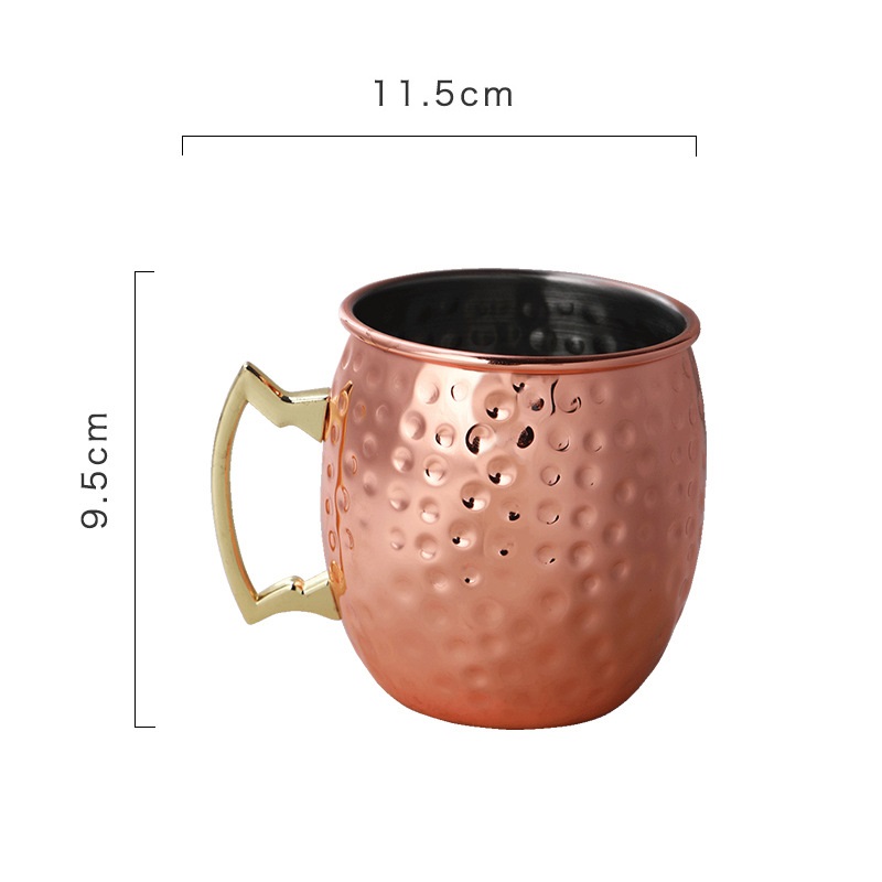 Gehämmert Kupfer Überzogene Moscow Mule Becher 550ml Bier Tasse Kaffee Tasse Becher Kupfer Überzogene Canecas Becher Reise Becher: A2