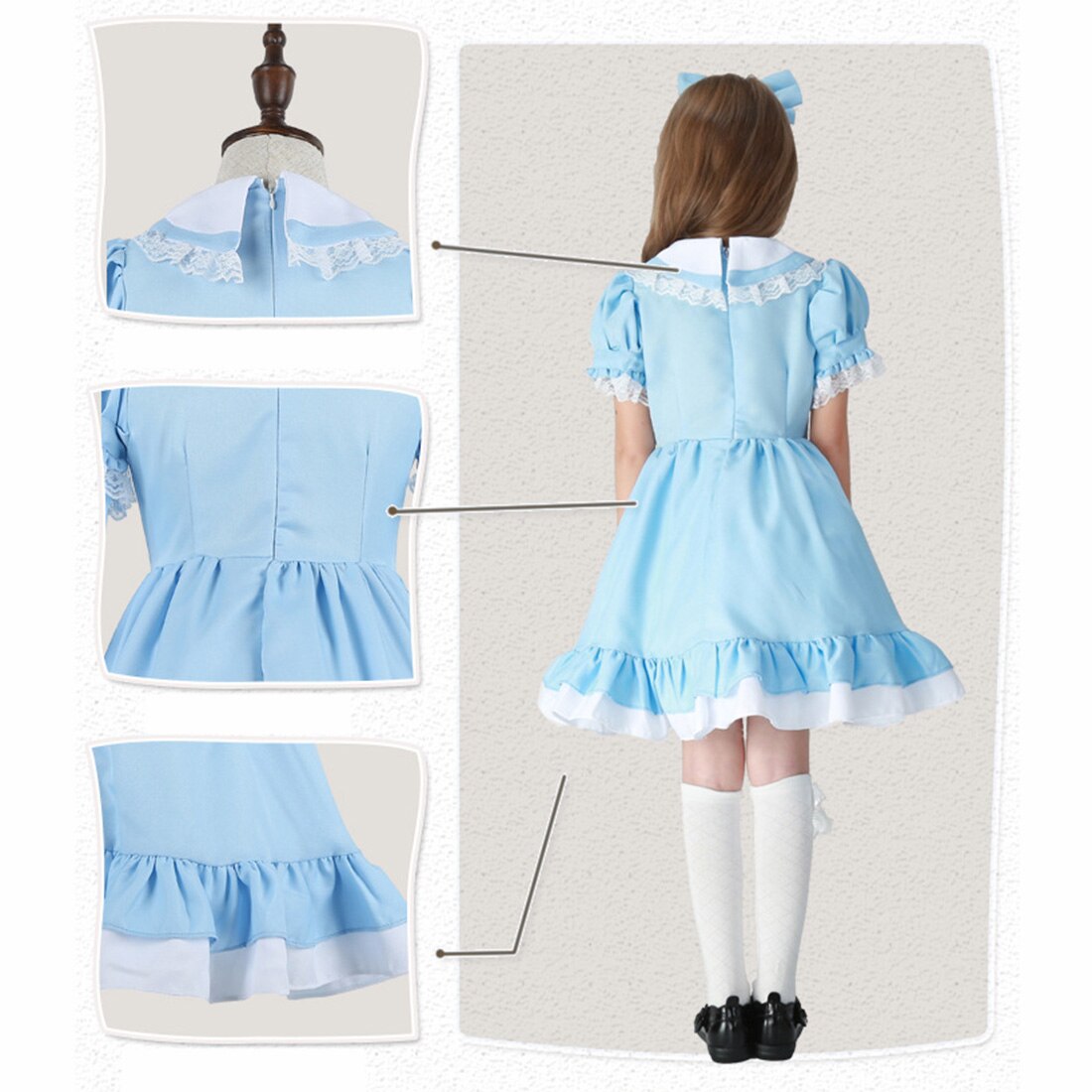 Bambini Giochi Di Imitazione Domestica di Cosplay del Vestito Staccabile A Manica Lunga del Vestito impostato-cielo Blu S/M/L/XL