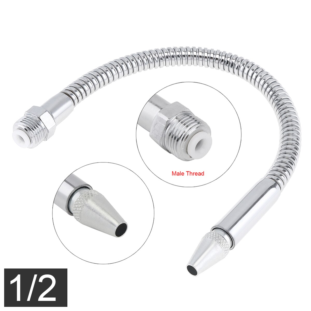 1/2 1/4 3/8 Inch Metal Flexible Water Oil Cooling Tube Pipe with Round Head Nozzle for CNC Machine / Milling / Lathe
