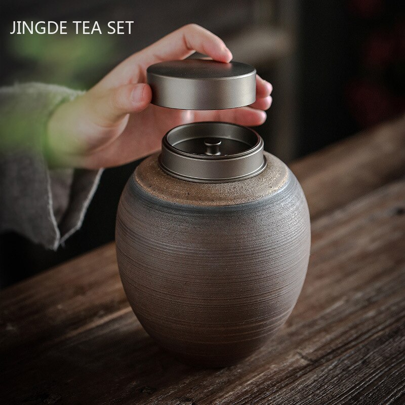 Retro Keramische Theebus Thuis Luchtdichte Pot Keuken Spice Container Reizen Draagbare Koffie Snoep Potten Handgemaakte Theewaar Levert