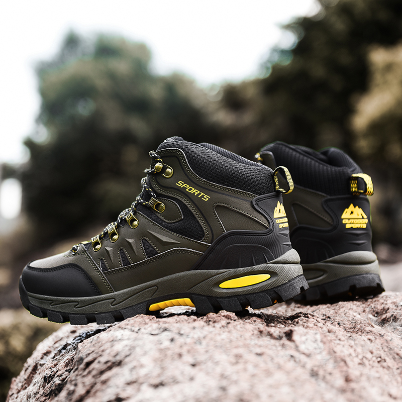 Botas de senderismo de para hombre, zapatos de Trekking de otoño e invierno, botas de cuero impermeables, botas de escalada antideslizantes para exteriores para hombre y mujer, talla 46