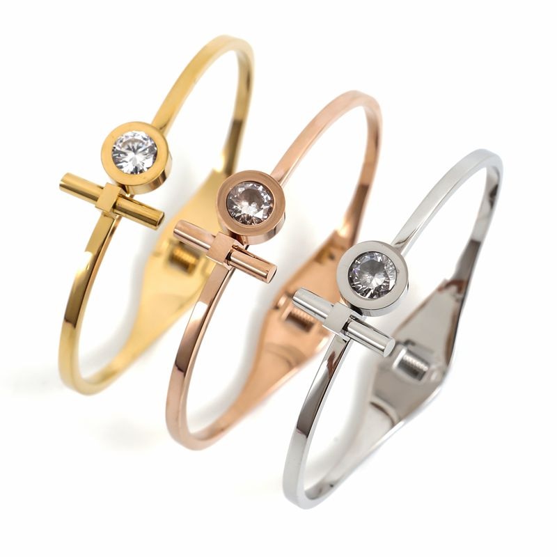 Gouden Kleur Armbanden Armbanden Cross Crystal Charm Armbanden Voor Vrouwen Mannen Engagement Bangle Pols Hand Sieraden