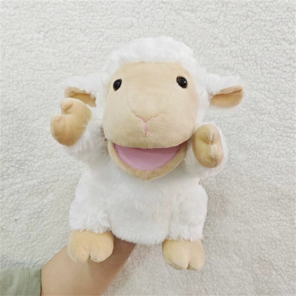 Christmas Movable Open Mouths Plush Animal Puppets Dog Horse Sheep Stuffed Animal Stuffed Hand Doll Soft Cow Duck Pig Teaching: Blue